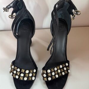 Guess Black Stiletto Heels with Pearl Embellishments